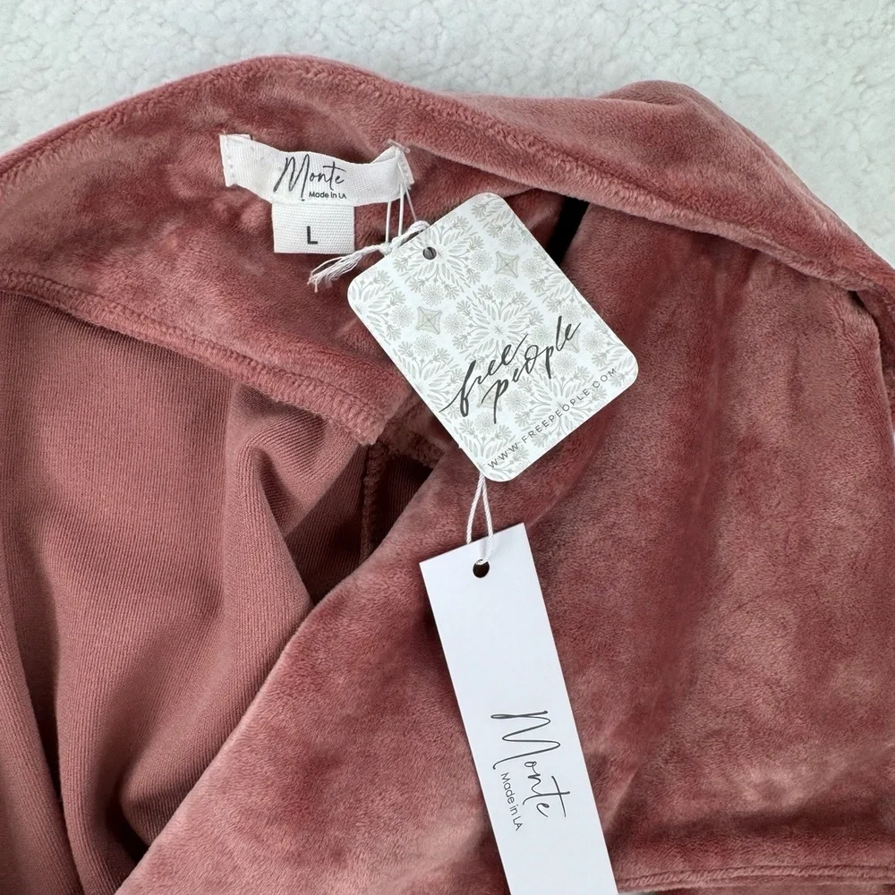 NWT Free People Monte Pink Velvet WideLeg Halter Jumpsuit Large - Picture 8 of 11